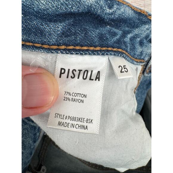 Pistola Charlie High Rise Straight Distressed Jeans Women's 25 Blue Light Wash - Picture 13 of 14